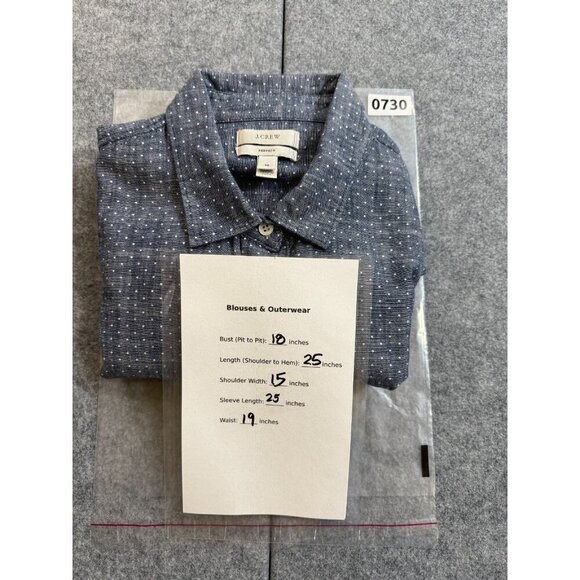 J. Crew Perfect Shirt Womens 12 Gray Polka Dot 100% Cotton Long Sleeve Button-Up - Picture 6 of 6
